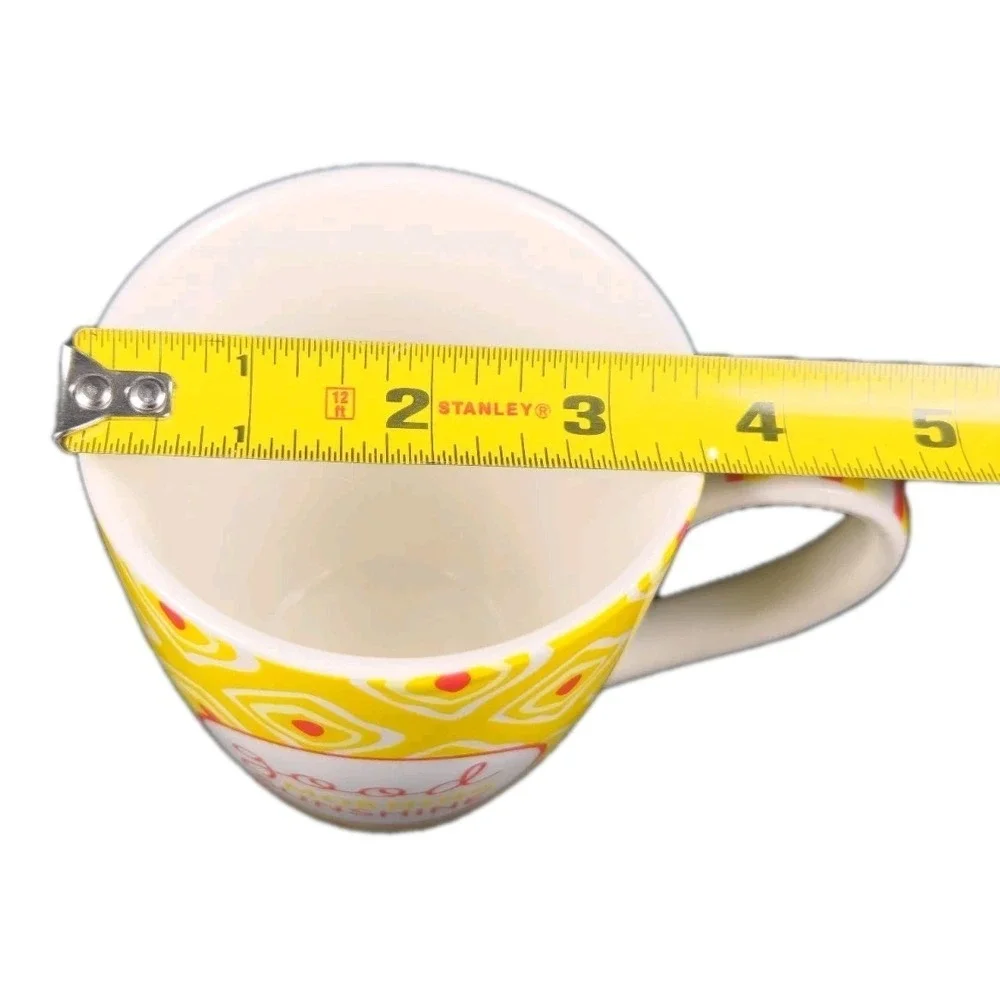 Pier 1 Imports Good Morning Sunshine Mug Yellow Honeycomb Geometric Coffee Cup